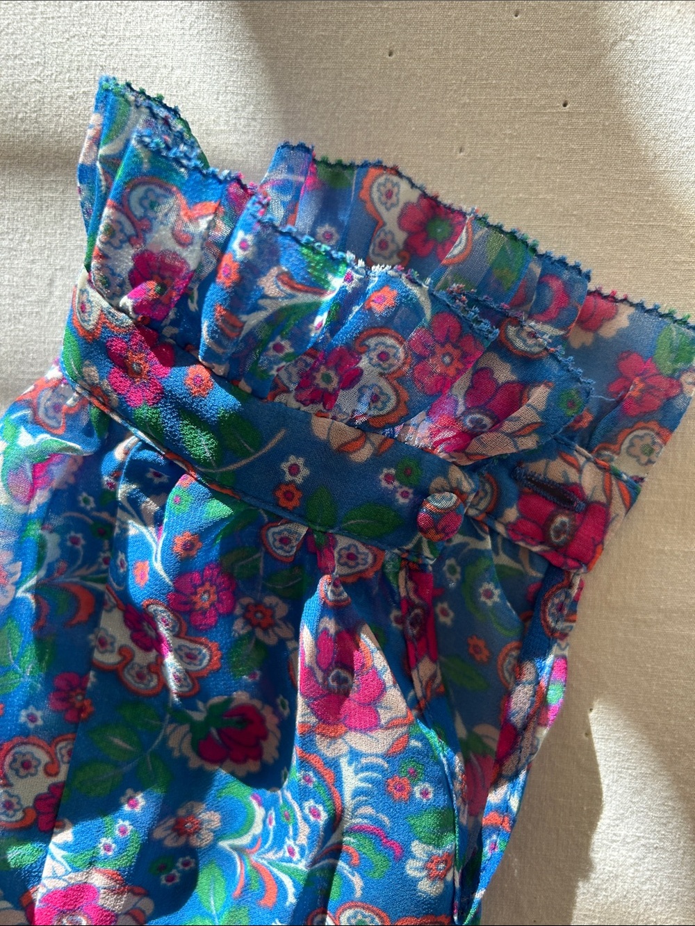 Boden Floral Blue Wide-Leg Jumpsuit Pants - Picture 7 of 11